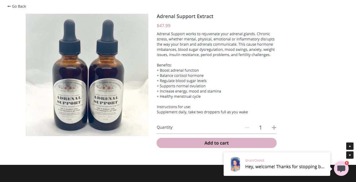 Product page from a website built on Strikingly Product page from a website built on Strikingly